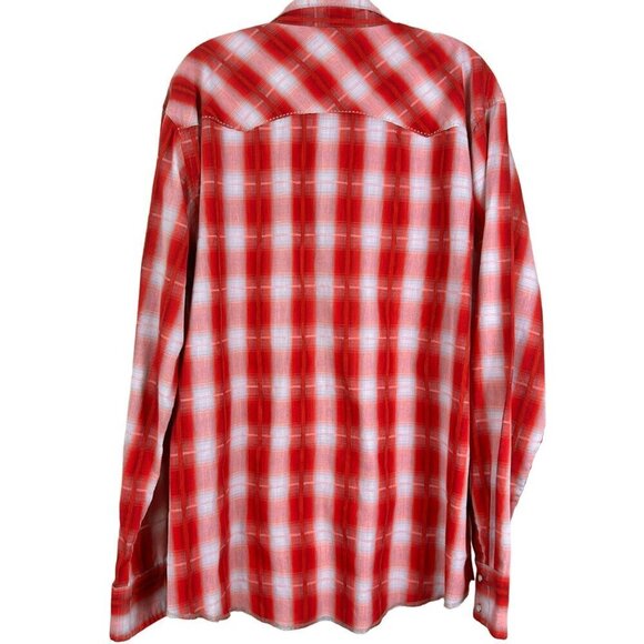 Wrangler Men's Long Sleeve Plaid Western Shirt Red And White Plaid Size XL - Picture 5 of 7